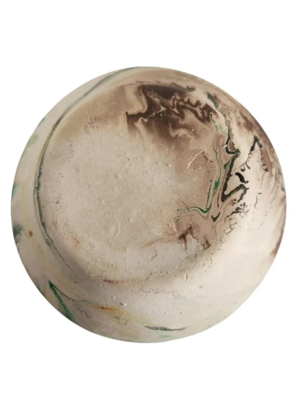 Vintage Nemadji Pottery Vase Green Brown Black Swirl Marble 3.8